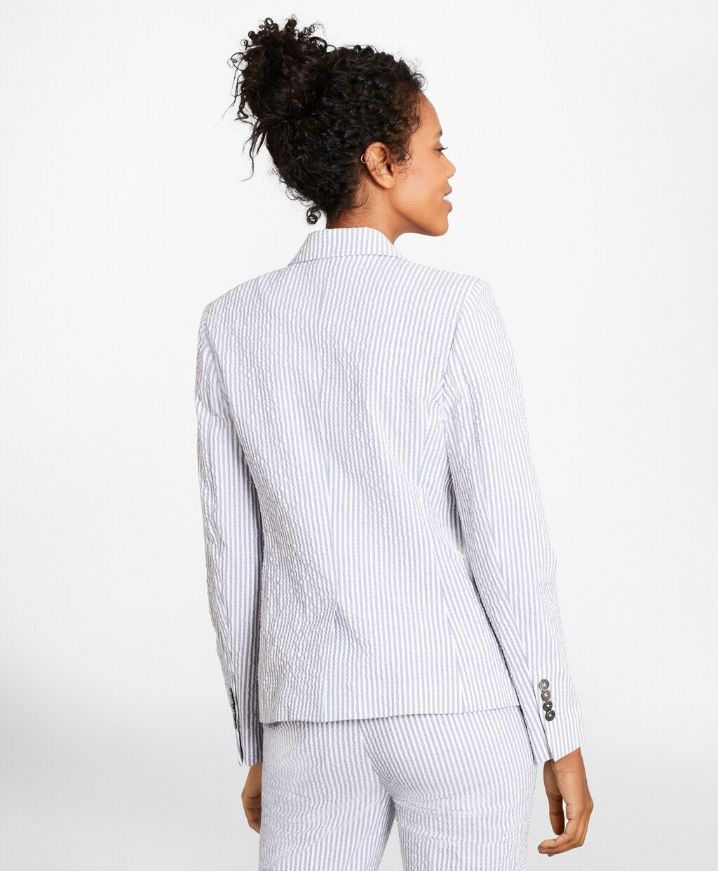 Brooks Brothers Women Striped Stretch Cotton Seersucker Jacket