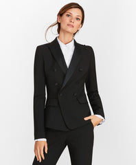 Brooks Brothers Women Stretch-Wool Crepe Double-Breasted Tuxedo Jacket