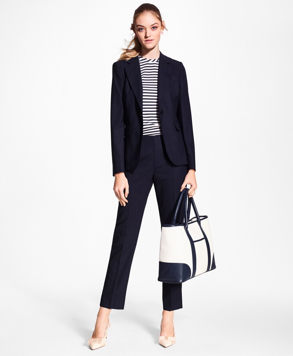 Brooks Brothers Women Pinstripe BrooksCool® Merino Wool Jacket