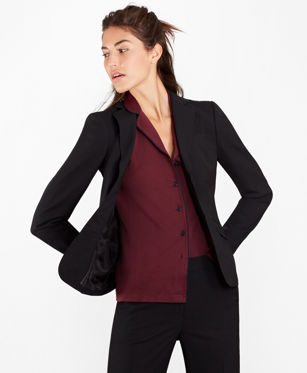 Brooks Brothers Women Checked BrooksCool® Merino Wool Jacket
