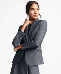 Brooks Brothers Women Bird's-Eye Stretch-Wool One-Button Jacket