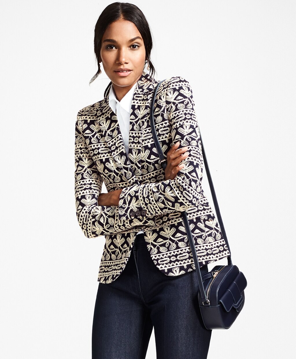 Brooks Brothers Women Embroidered Cotton Corduroy Jacket