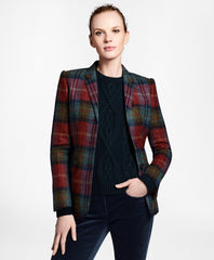 Brooks Brothers Women Plaid Wool Tweed Hacking Jacket