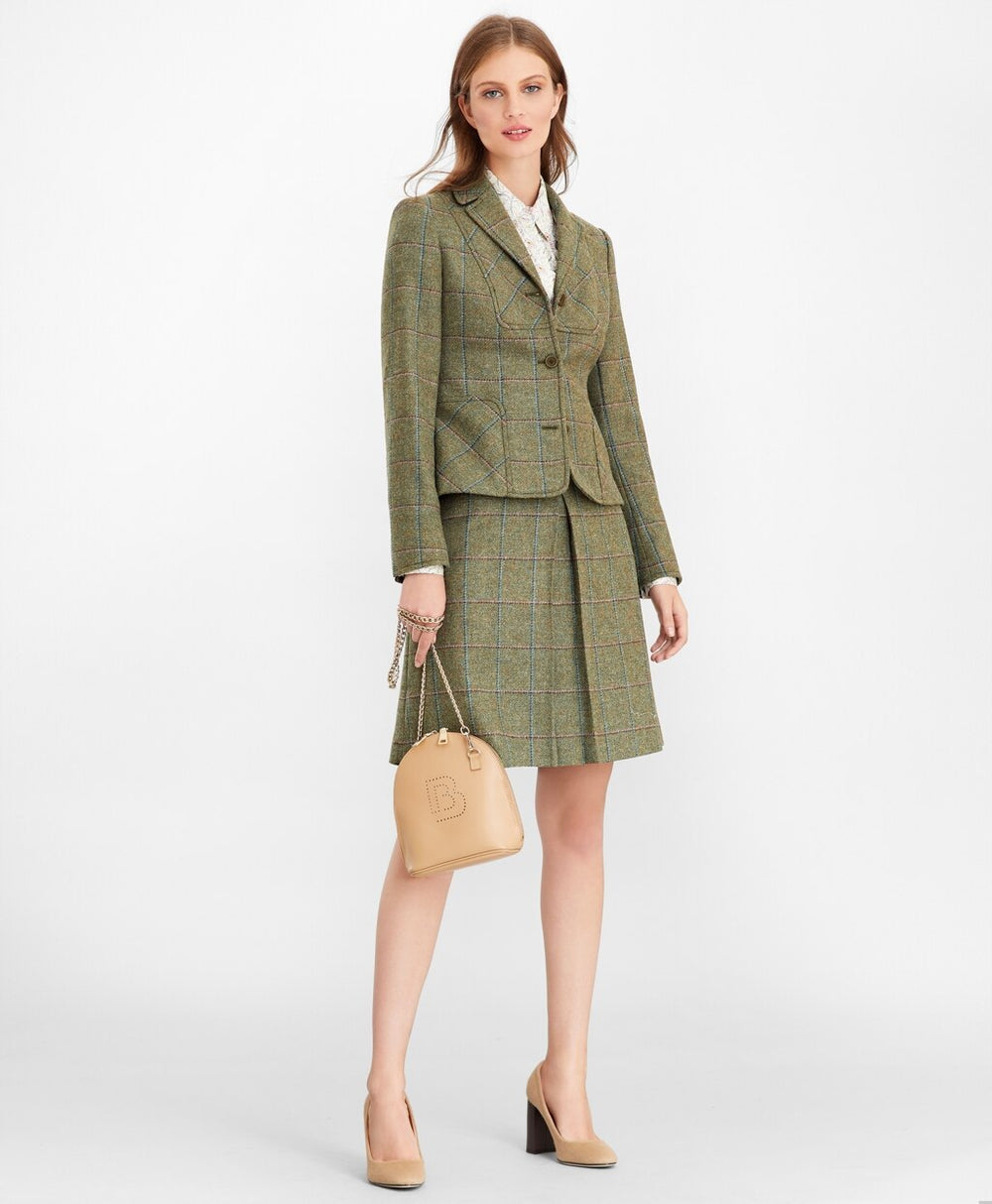 Brooks Brothers Women Checked Wool Tweed Jacket
