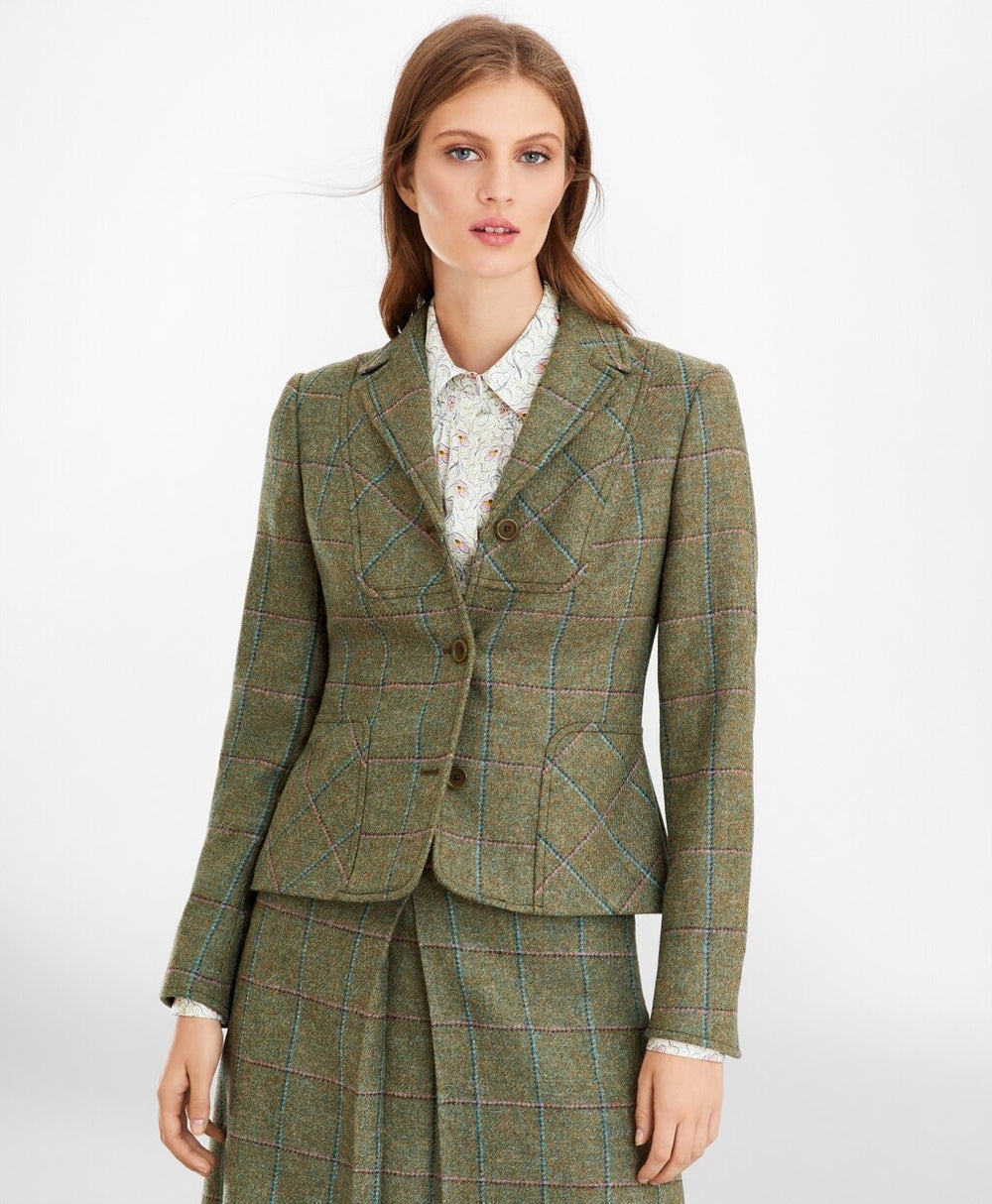 Brooks Brothers Women Checked Wool Tweed Jacket