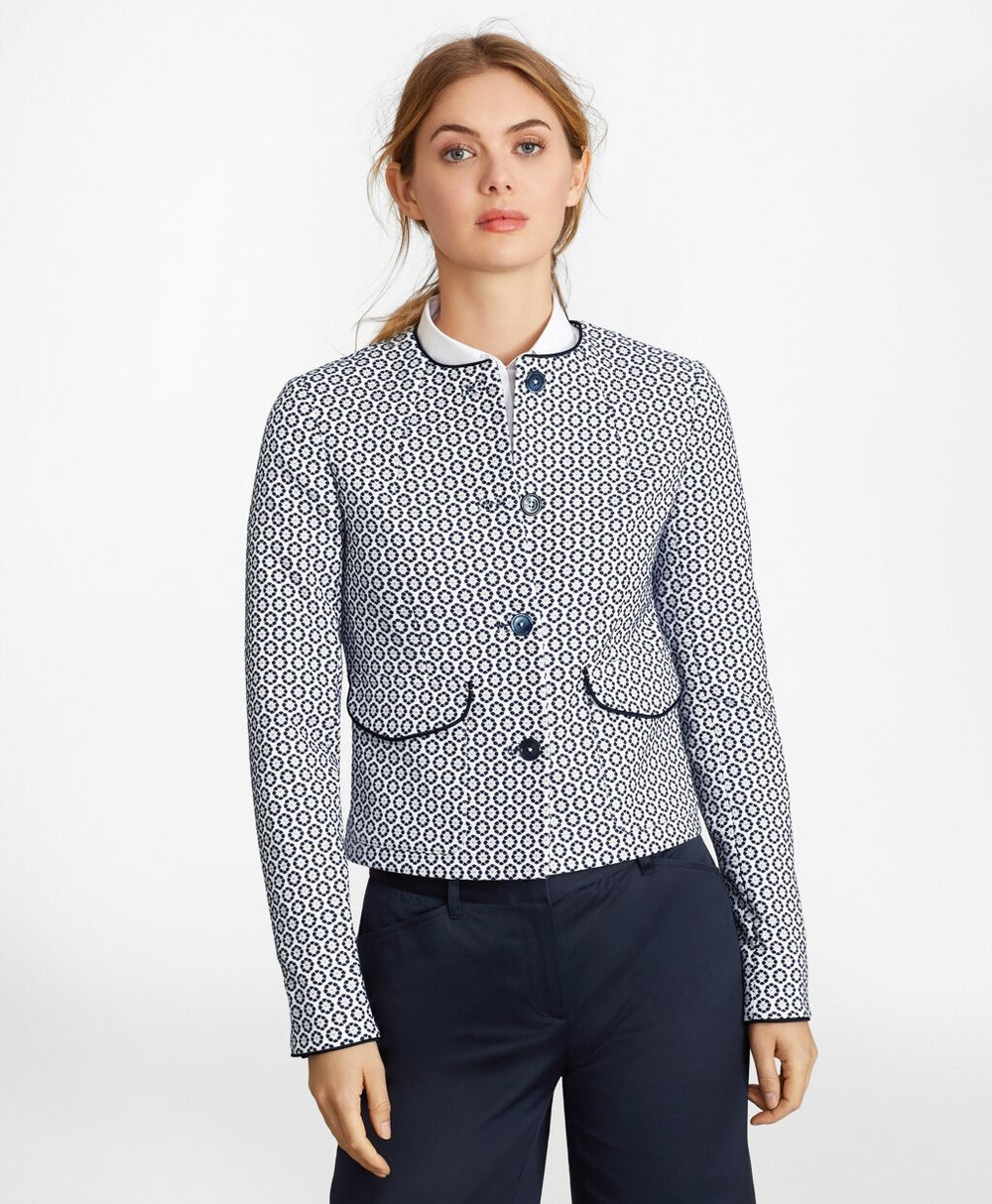Brooks Brothers Women Floral Jacquard Cropped Jacket