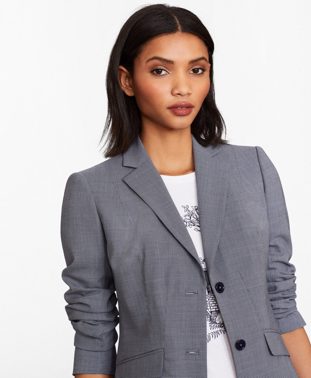 Brooks Brothers Women Houndstooth BrooksCool® Merino Wool Jacket