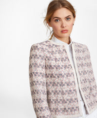 Brooks Brothers Women Checked Tweed Boucle Jacket