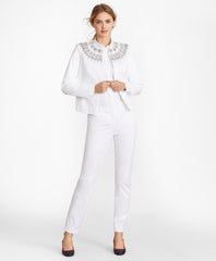 Brooks Brothers Women Beaded Cotton Sateen Jacket