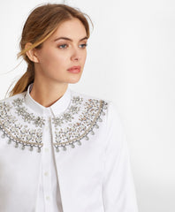Brooks Brothers Women Beaded Cotton Sateen Jacket