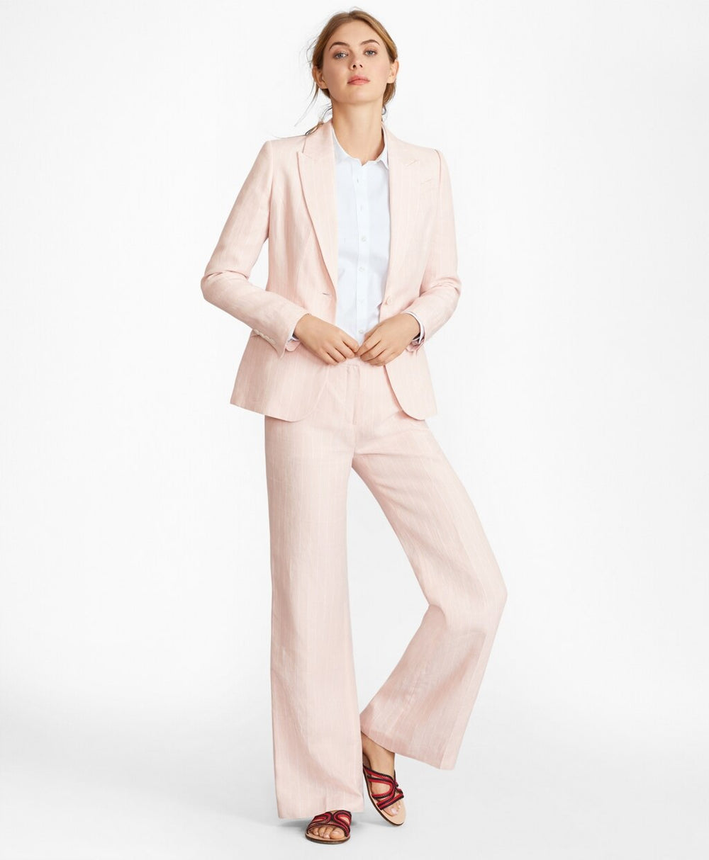 Brooks Brothers Women Pinstriped Linen Jacket