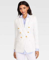 Brooks Brothers Women Irish Linen Double-Breasted Blazer