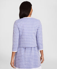Brooks Brothers Women Striped Cotton Dobby Cropped Jacket