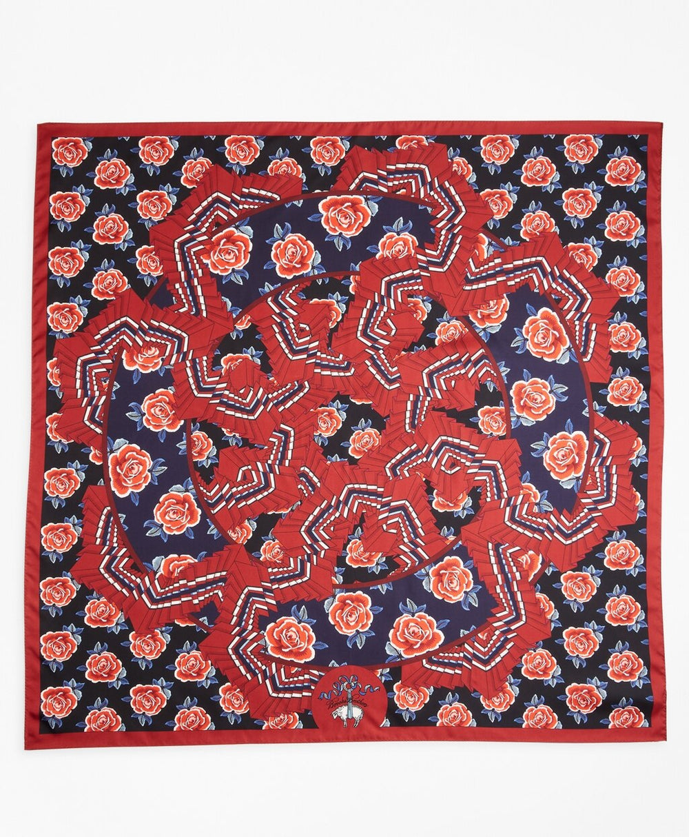 Brooks Brothers Women Rose-Print Silk Square Scarf