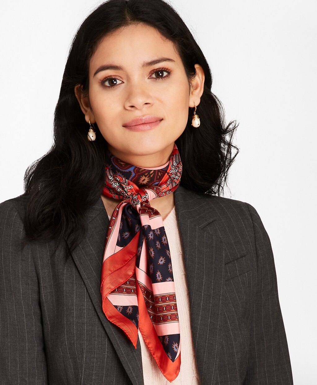 Brooks Brothers Women Mixed-Print Silk Square Scarf