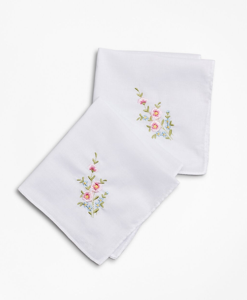 Brooks Brothers Women Floral-Embroidered Cotton Handkerchief - Set of 2