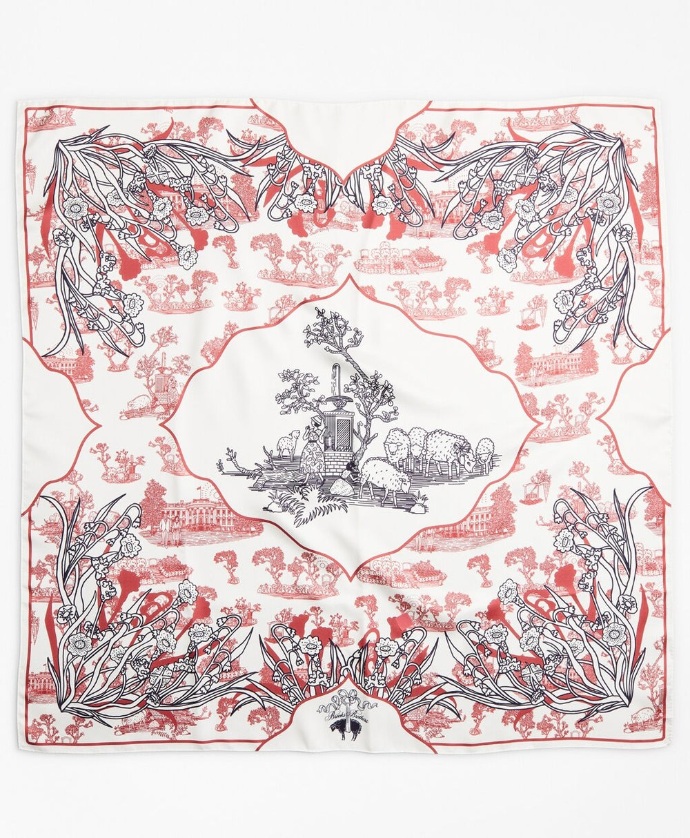 Brooks Brothers Women Toile Silk Square Scarf