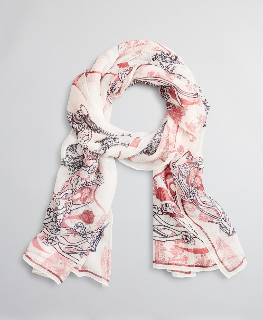 Brooks Brothers Women Toile Silk Chiffon Oblong Scarf