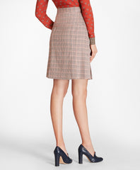 Brooks Brothers Women Houndstooth-Checked Stretch-Wool Pleated Skirt