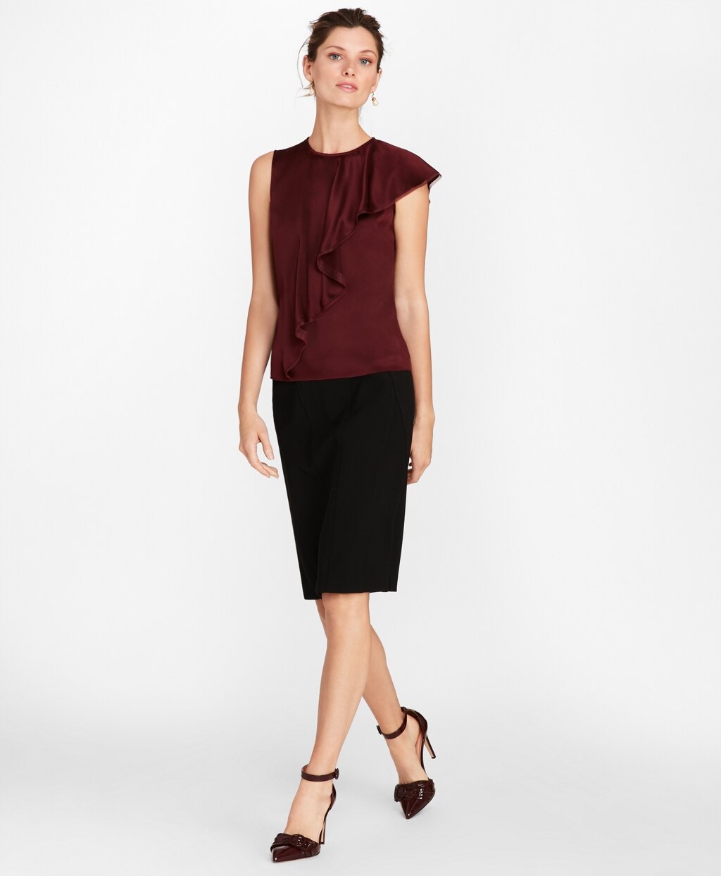 Brooks Brothers Women Stretch Wool Cavalry Twill Pencil Skirt