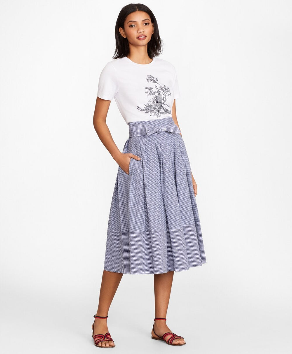 Brooks Brothers Women Gingham Seersucker Pleated Skirt