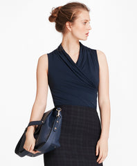 Brooks Brothers Women Jersey Faux Wrap Shell