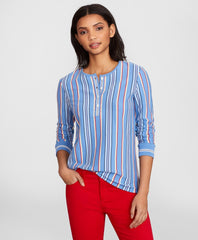 Brooks Brothers Women Striped Supima® Cotton Jersey Henley Tunic