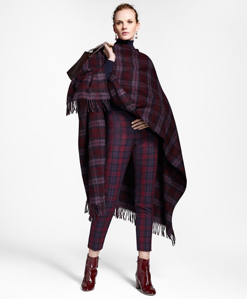 Brooks Brothers Women Tartan Wool Ruana
