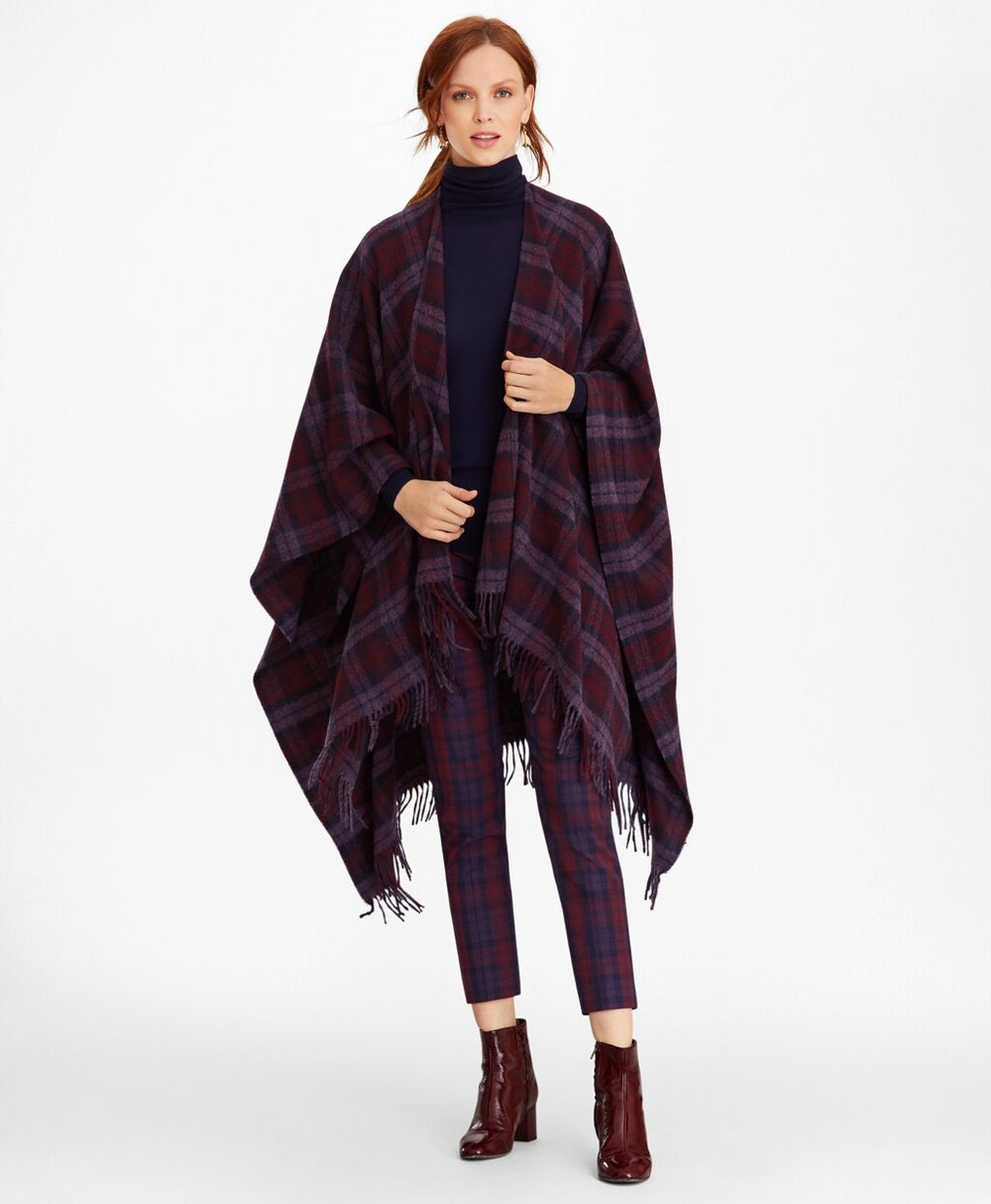 Brooks Brothers Women Tartan Wool Ruana