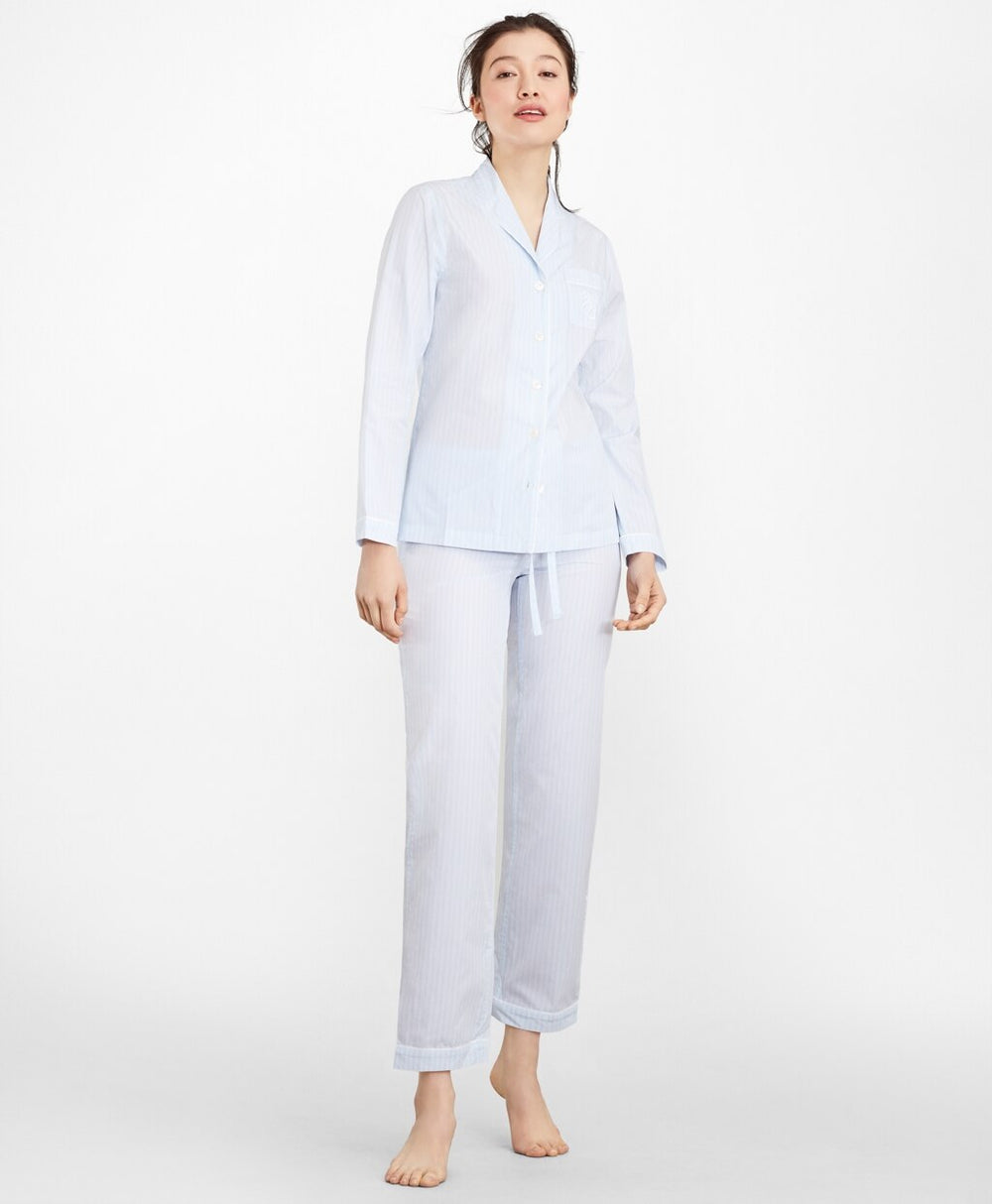 Brooks Brothers Women Striped Cotton Poplin Pajama Set