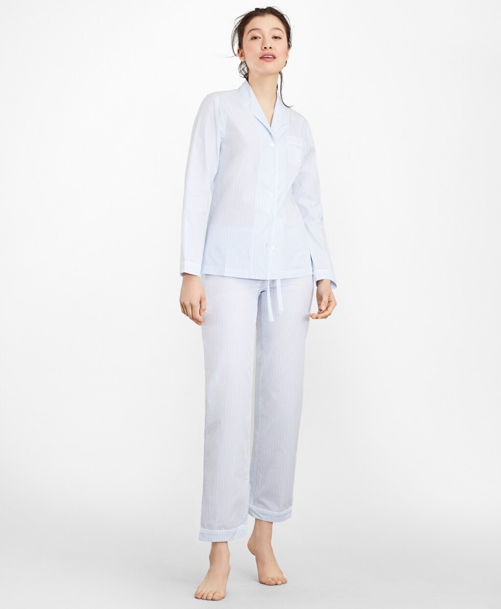 Brooks Brothers Women Striped Cotton Poplin Pajama Set
