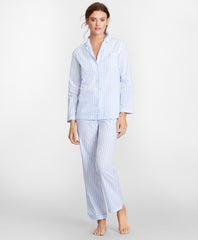 Brooks Brothers Women Striped Cotton Poplin Pajama Set
