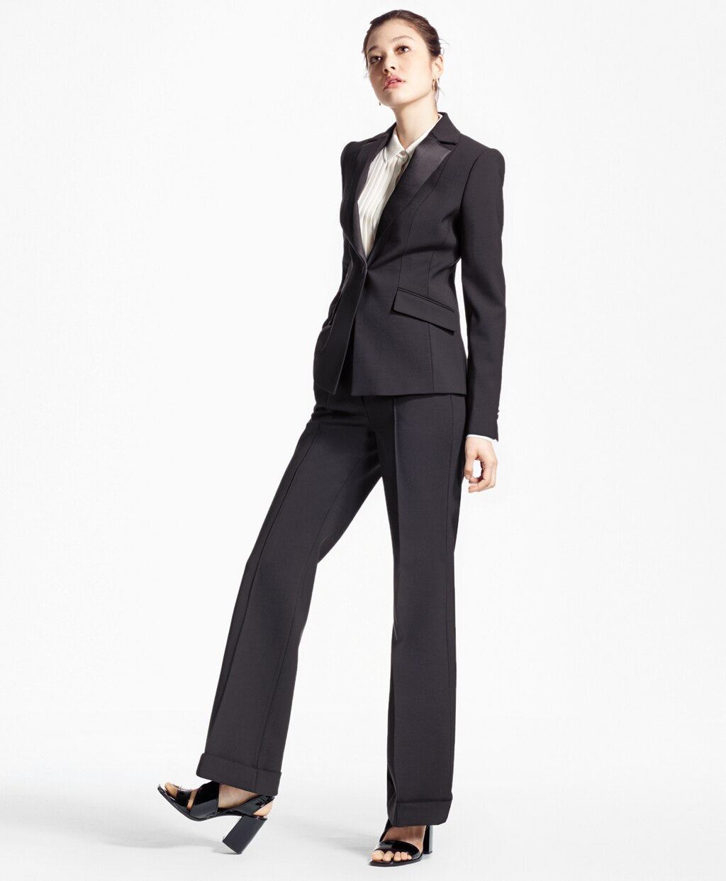 Brooks Brothers Women Cuffed Wide-Leg Tuxedo Pants
