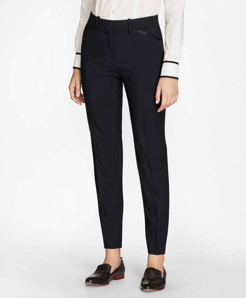 Brooks Brothers Women Slim-Fit Stretch-Wool Crepe Tuxedo Pants