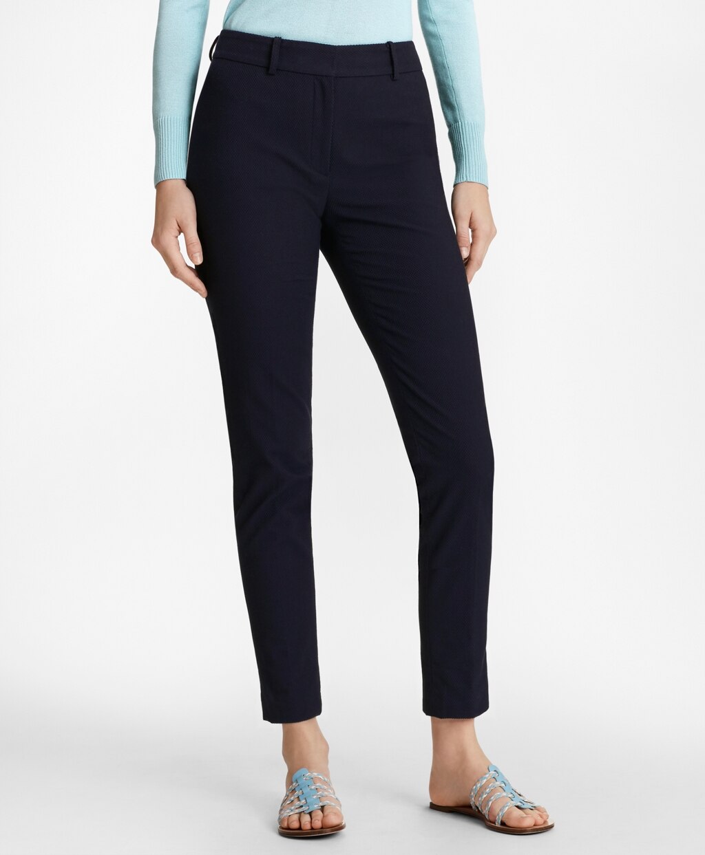 Brooks Brothers Women Stretch-Cotton Jacquard Ankle Pants