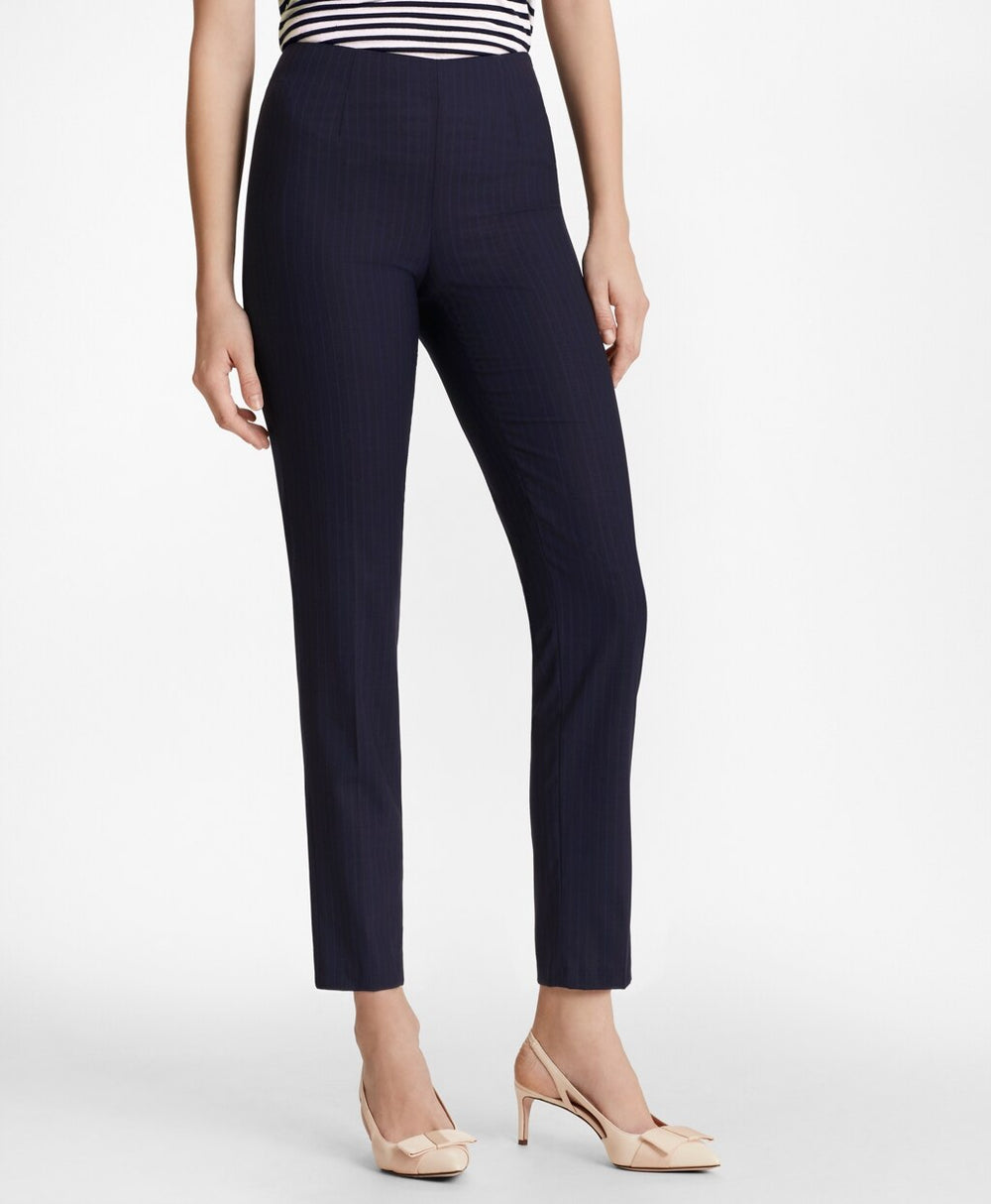 Brooks Brothers Women Pinstripe BrooksCool® Merino Wool Ankle Pants