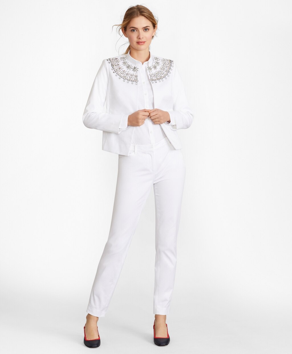 Brooks Brothers Women Stretch Cotton Twill Ankle Pants