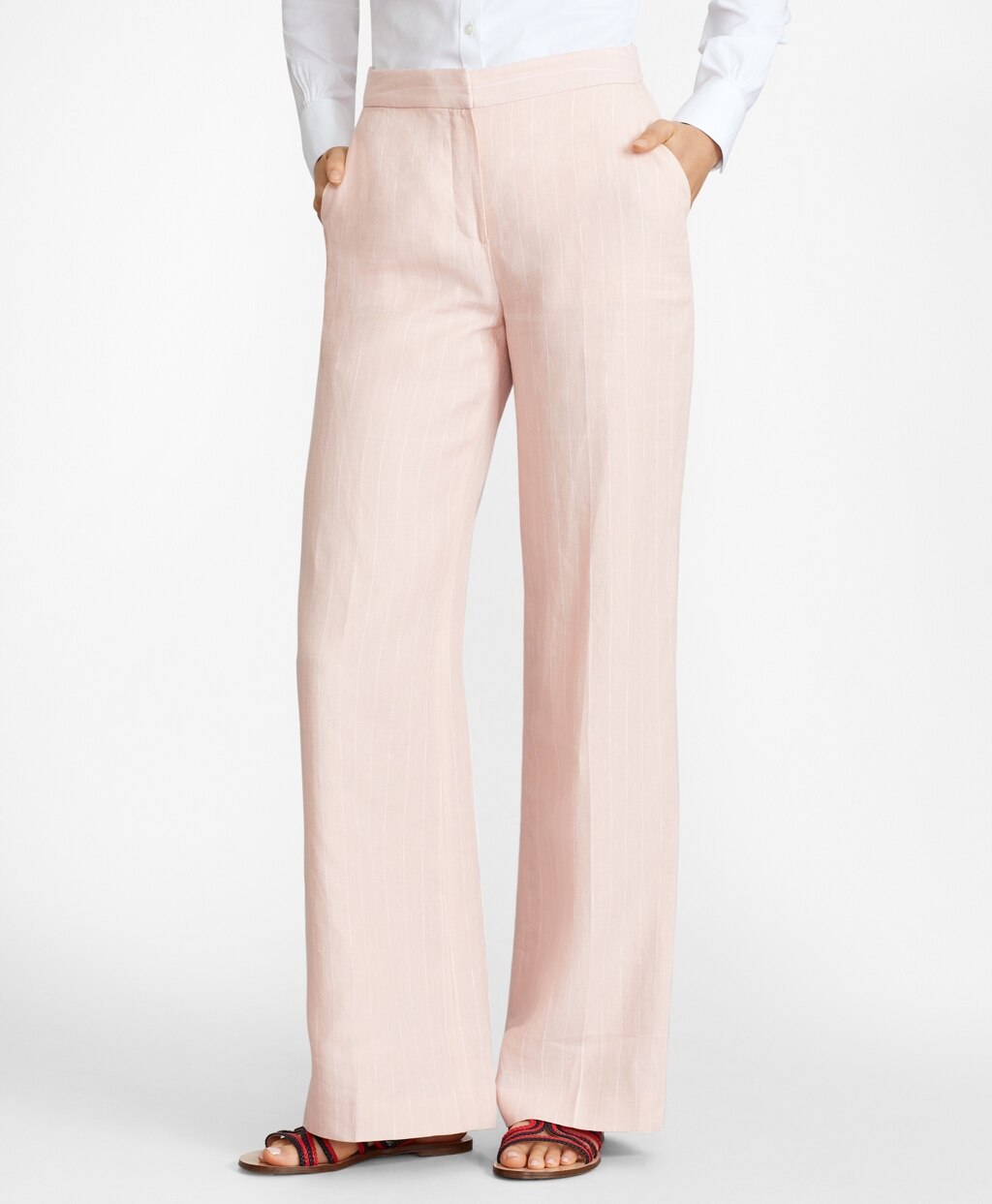 Brooks Brothers Women Pinstriped Linen Pants