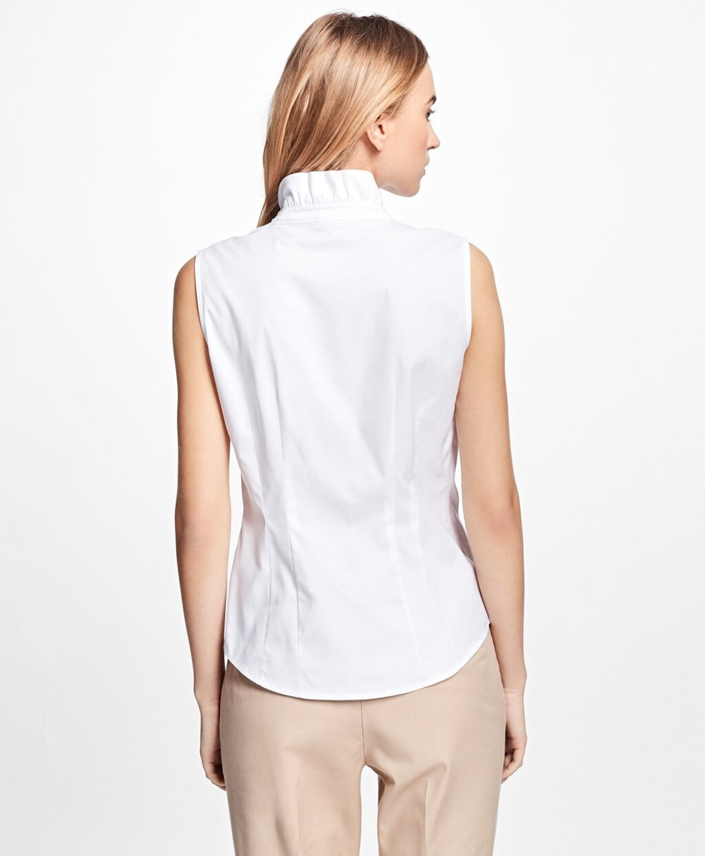 Brooks Brothers Women Non-Iron Sleeveless Ruffled Blouse
