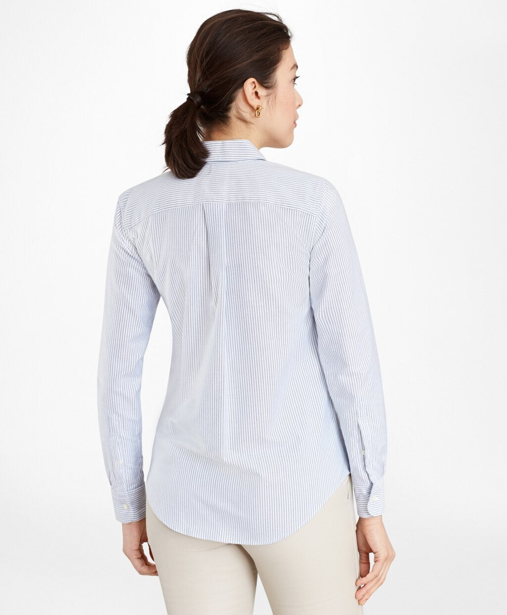 Brooks Brothers Women Classic-Fit Supima® Cotton Oxford Stripe Forward-Point Shirt