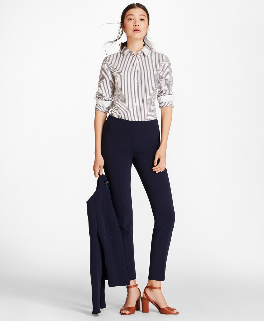 Brooks Brothers Women Striped Cotton Dobby Fitted Shirt