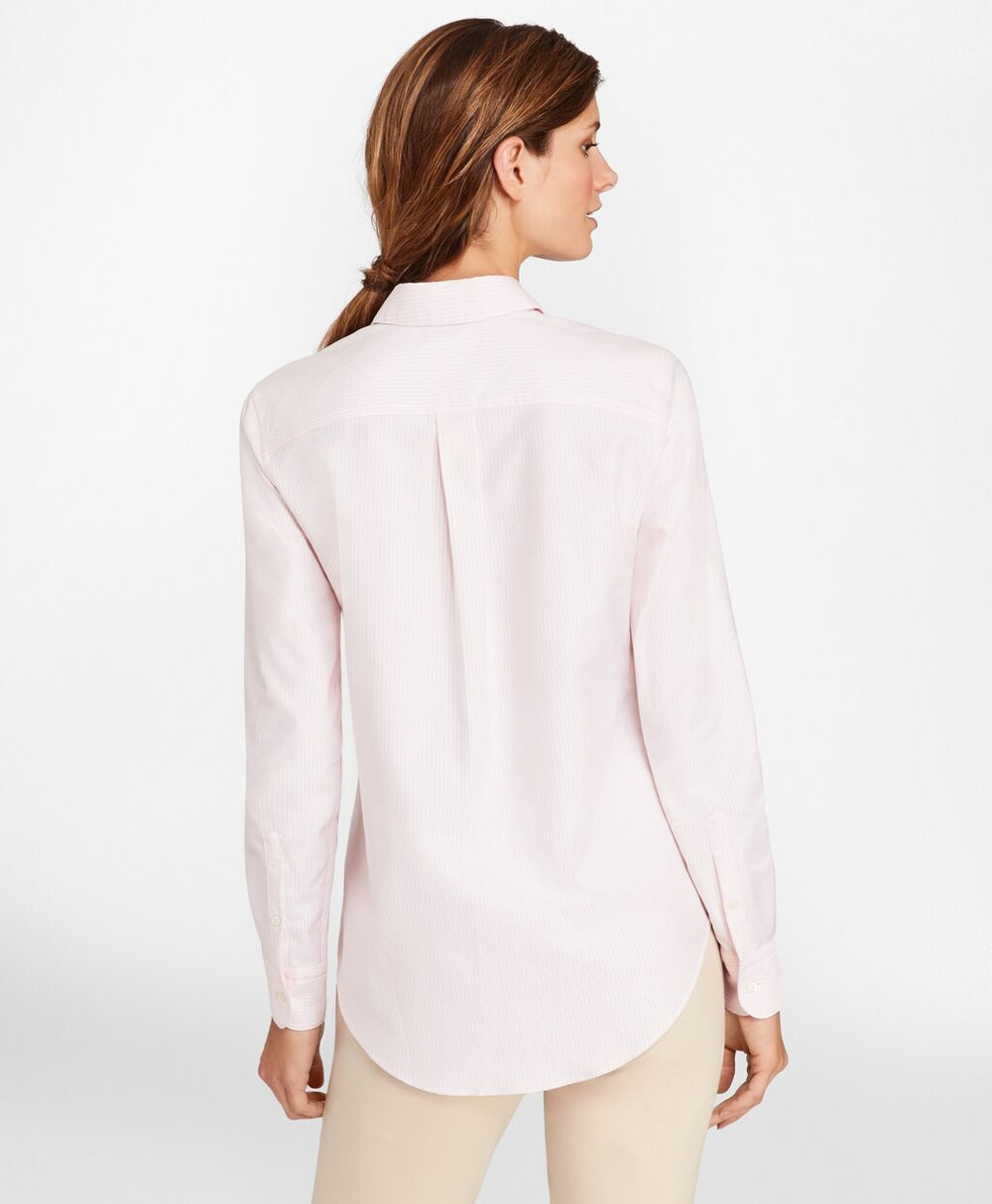 Brooks Brothers Women Classic-Fit Supima® Cotton Oxford Stripe Forward-Point Shirt