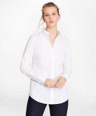 Brooks Brothers Women Tailored-Fit Diamond-Stripe Dobby Cotton Shirt