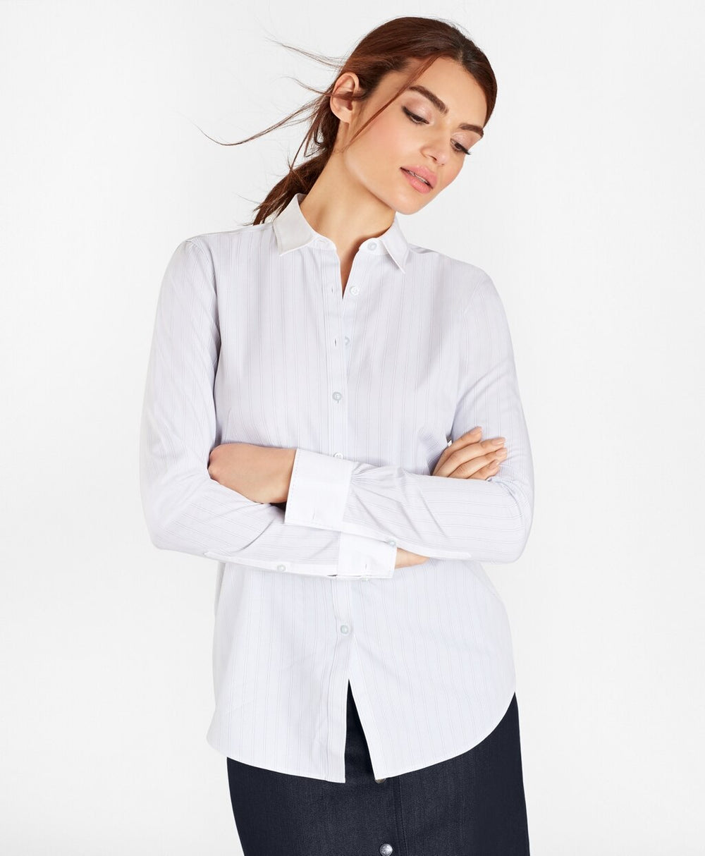 Brooks Brothers Women Non-Iron Striped Supima® Cotton Stretch Poplin Fitted Shirt