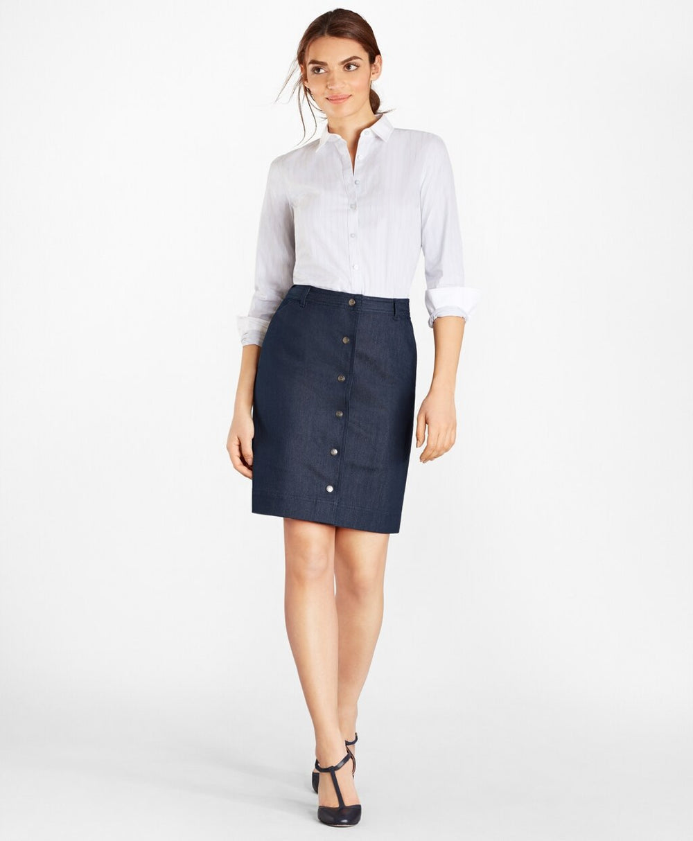 Brooks Brothers Women Non-Iron Striped Supima® Cotton Stretch Poplin Fitted Shirt