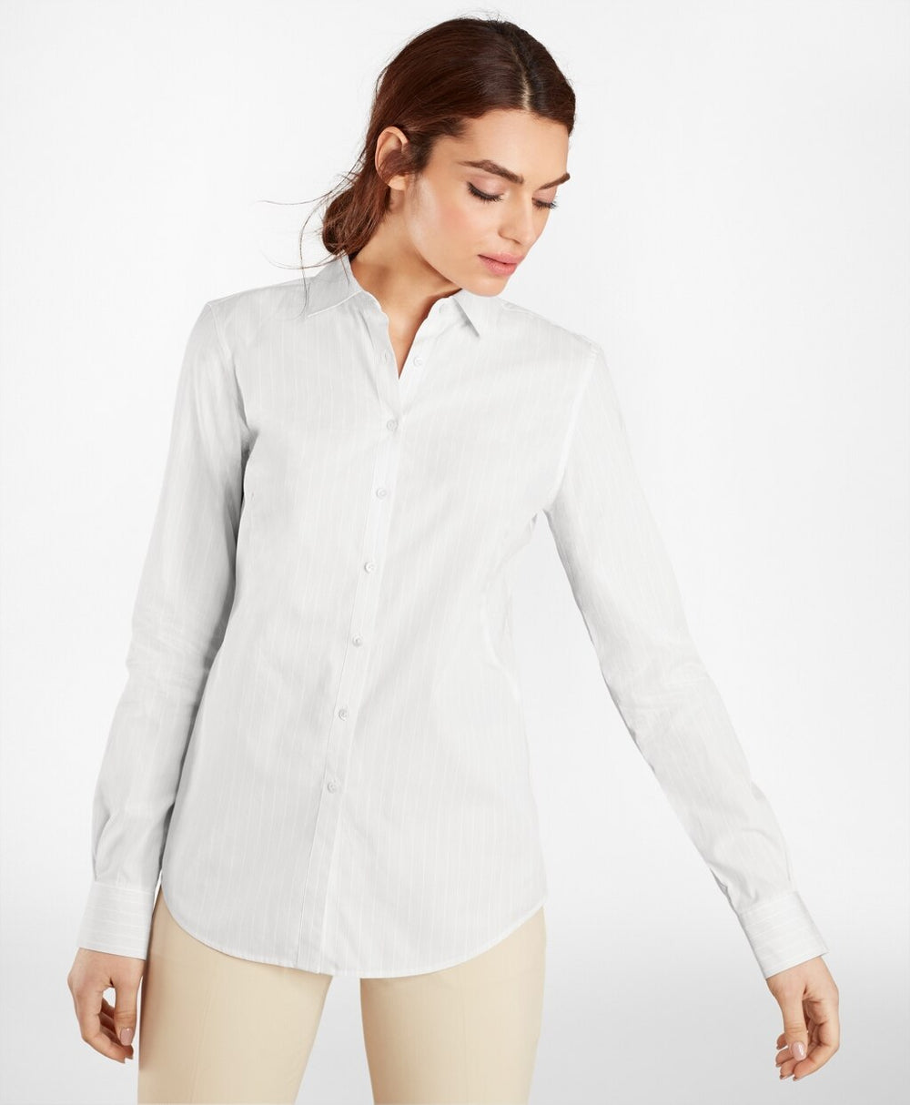Brooks Brothers Women Striped Supima® Cotton Poplin Fitted Shirt