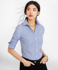 Brooks Brothers Women Classic-Fit Striped Cotton Poplin Luxury Shirt