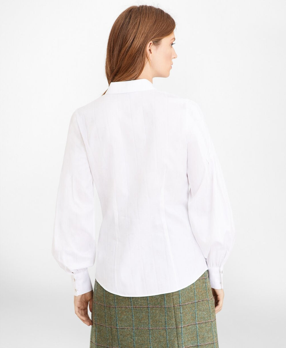 Brooks Brothers Women Non-Iron Tailored-Fit Supima® Cotton Floral Jacquard Blouse