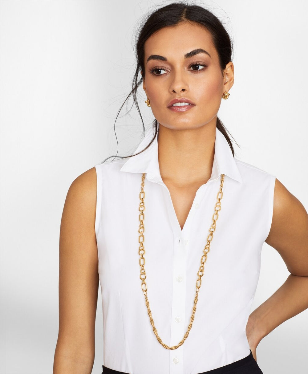 Brooks Brothers Women Non-Iron Stretch Supima® Cotton Fitted Sleeveless Dress Shirt