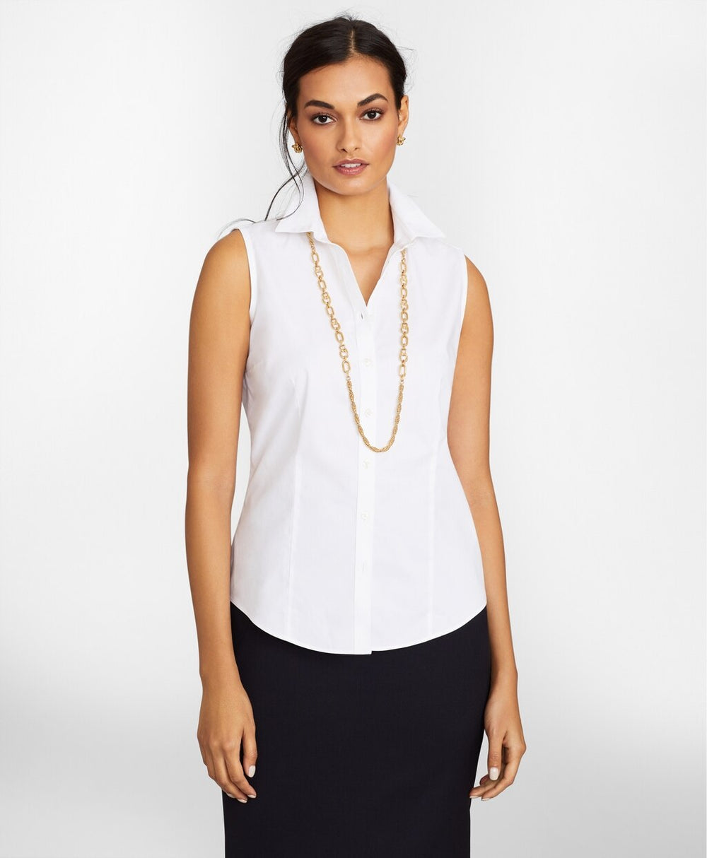 Brooks Brothers Women Non-Iron Stretch Supima® Cotton Fitted Sleeveless Dress Shirt
